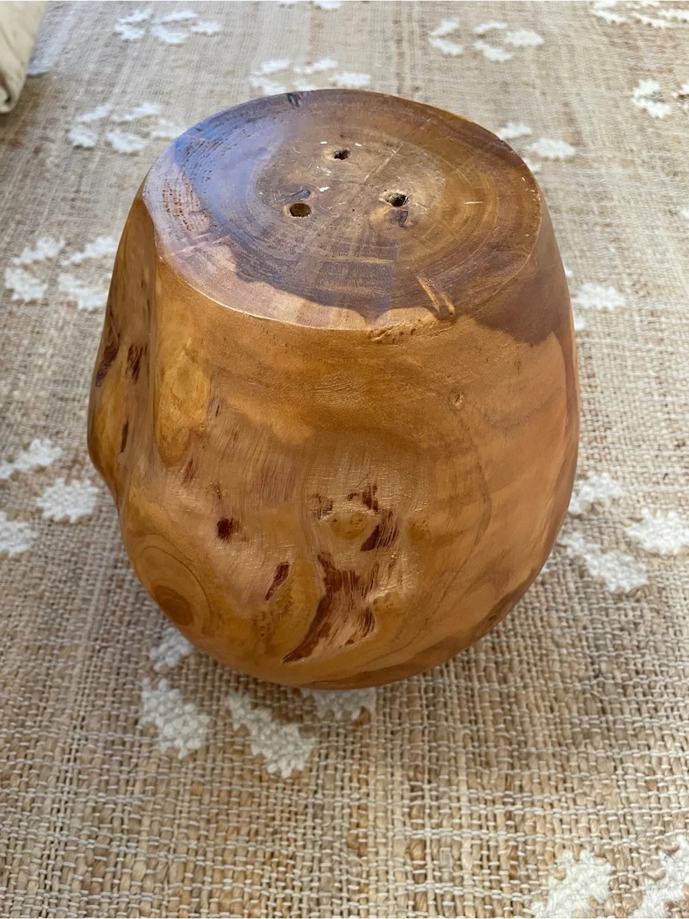 Turned Teak Root Dry Vase Rounded Urn
